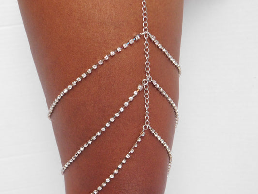 Silver Rhinestone Thigh Chain- U.S.A. Next Day Shipping