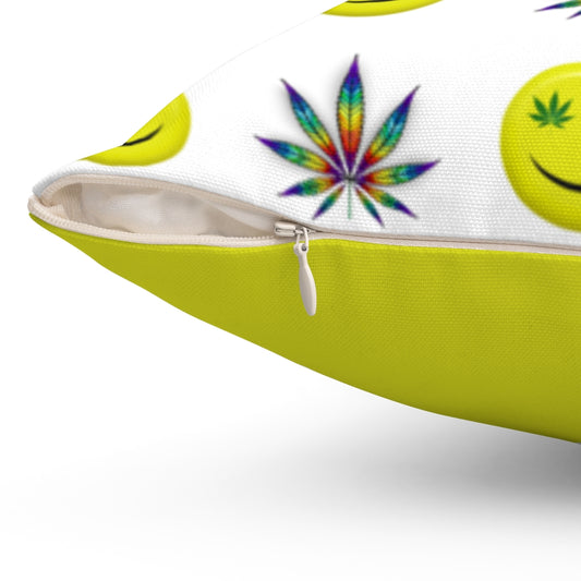 Faccina Cannabis Spun Polyester Square Pillow