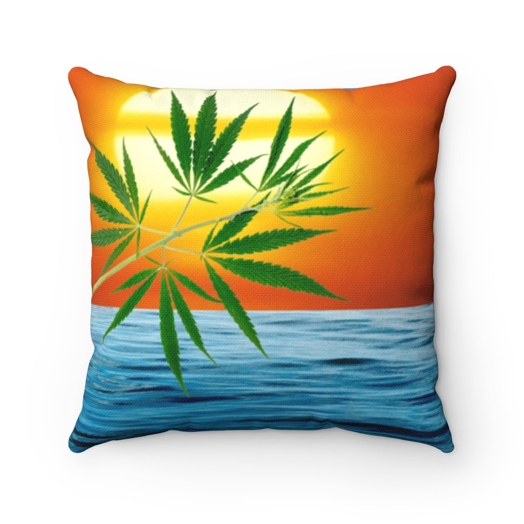 Un'alba Con La Cannabis-Blue Spun Polyester Square Pillow