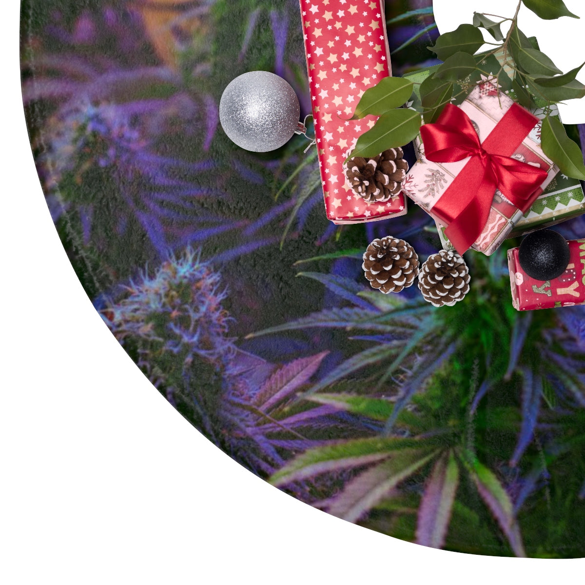 The Purple Cannabis Christmas Tree Skirt