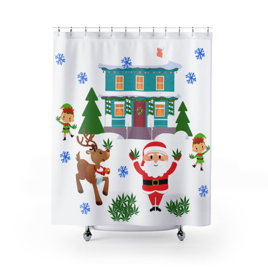 This Cannabis Holiday Shower Curtain