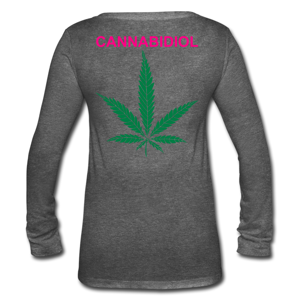 Anxiety Long Sleeve  V-Neck Flowy Tee - deep heather