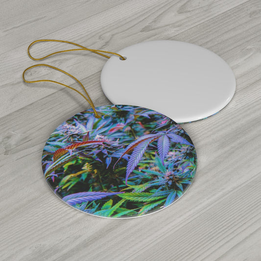 The Rainbow Cannabis Round Ceramic Ornaments