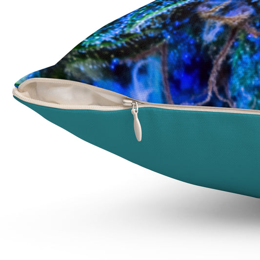 Catturare La Mia Attenzione Aqua Cannabis Polyester Square Pillow