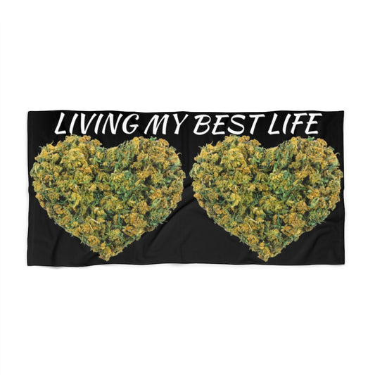 Living My Best Life Cannabis Beach Towel