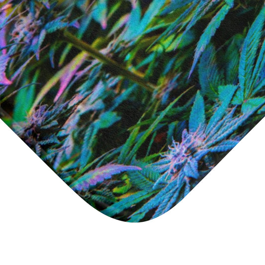 The Rainbow Cannabis Custom Designed Bath Mat. A Unique Cannabis Gift For Friends & Family. Cannabis Decor For Your Home.