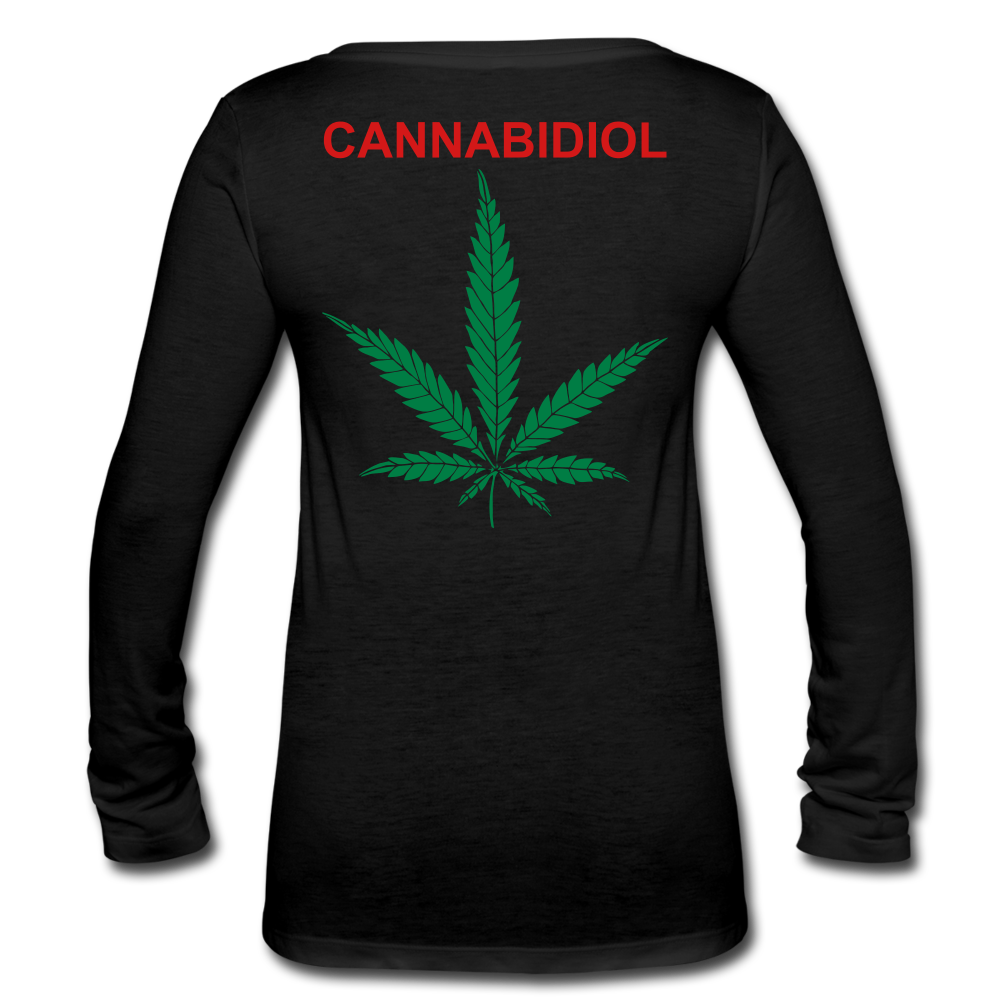 Anxiety Long Sleeve  V-Neck Flowy Tee - black