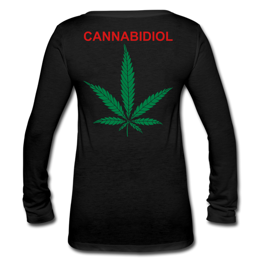Anxiety Long Sleeve  V-Neck Flowy Tee - black