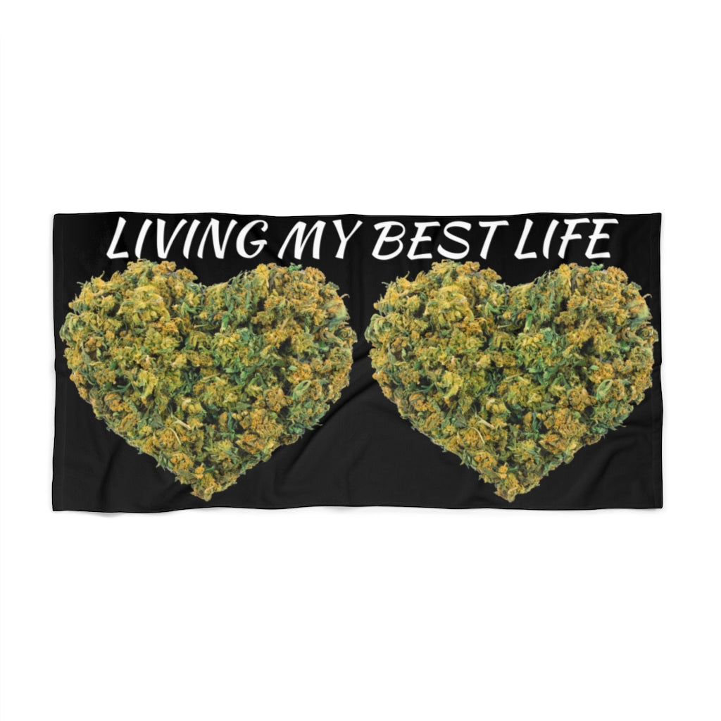 Living My Best Life Cannabis Beach Towel