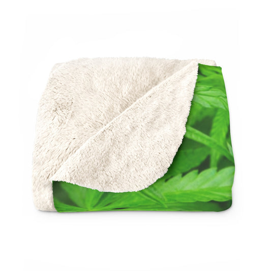 That Green Cannabis Sherpa Fleece Blanket