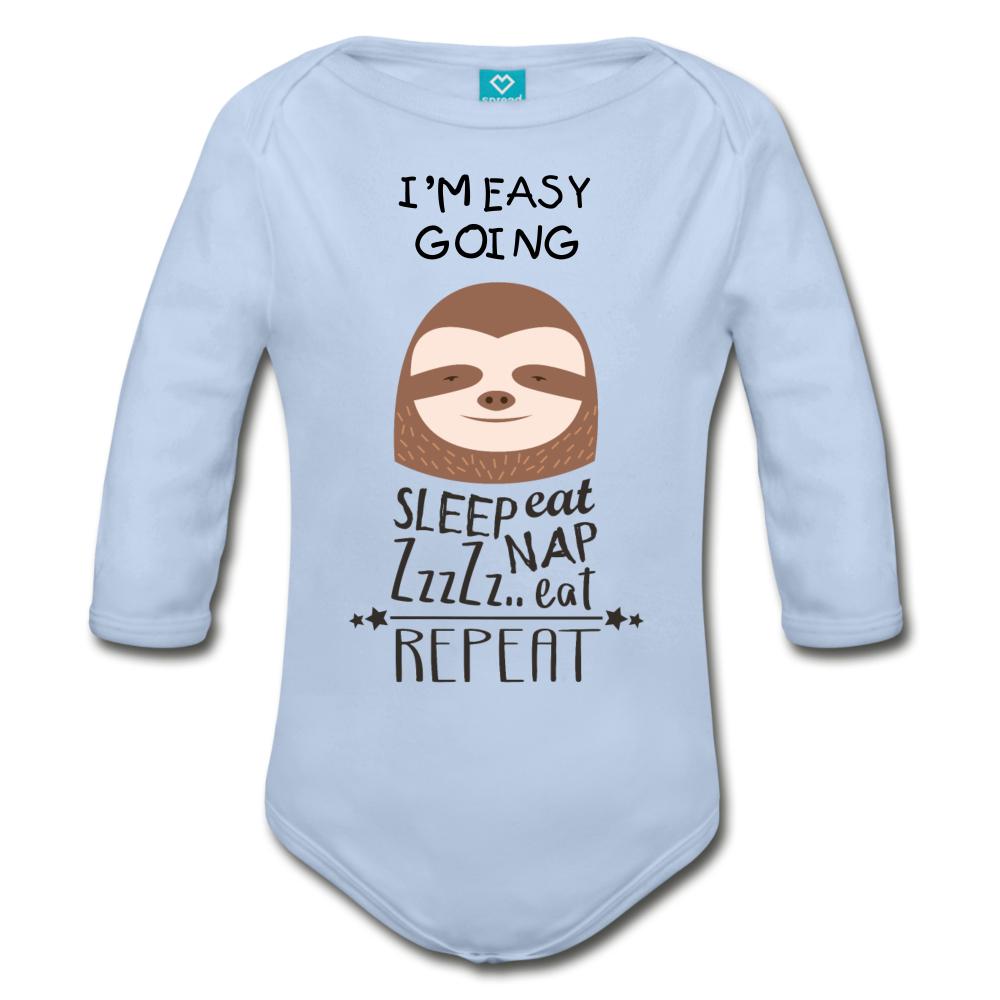I'm Easy Going Organic Long Sleeve Baby Bodysuit - sky