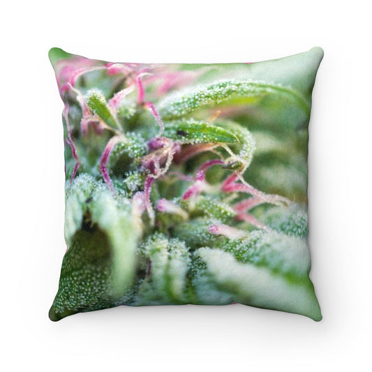 Blooming With Purple Cannabis Faux Suede Square Pillow