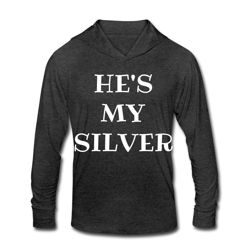 He's My Silver Tri-Blend Hoodie Shirt - heather black