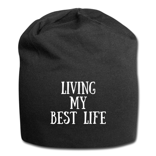 Living My Best Life Jersey Beanie - black