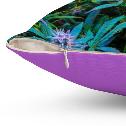 The Rainbow Cannabis Spun Polyester Square Pillow- Purple