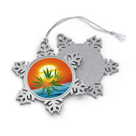 Cannabis Pewter Snowflake Ornament