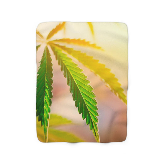 Sunrise Sunset Cannabis Sherpa Fleece Blanket
