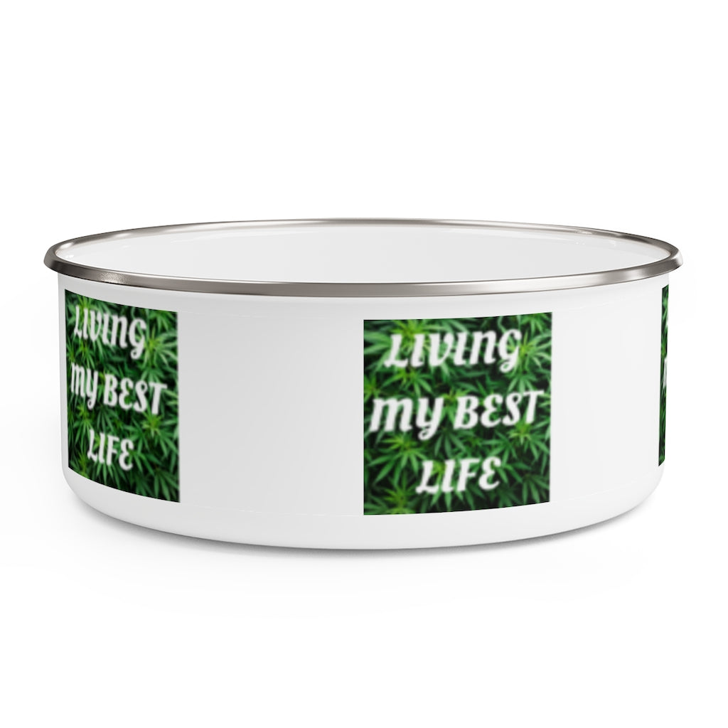 Living My Best Life Cannabis Enamel Bowl & Lid