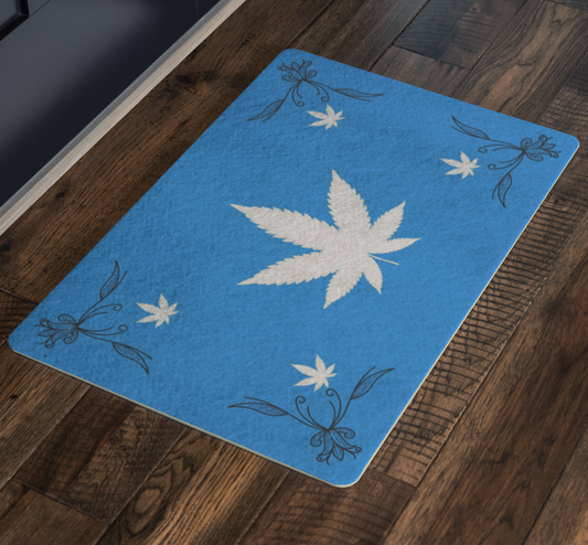 Bellissimo Blue Cannabis Door Mat