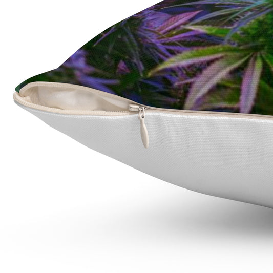 The Purple Cannabis Spun Polyester Square Pillow- White