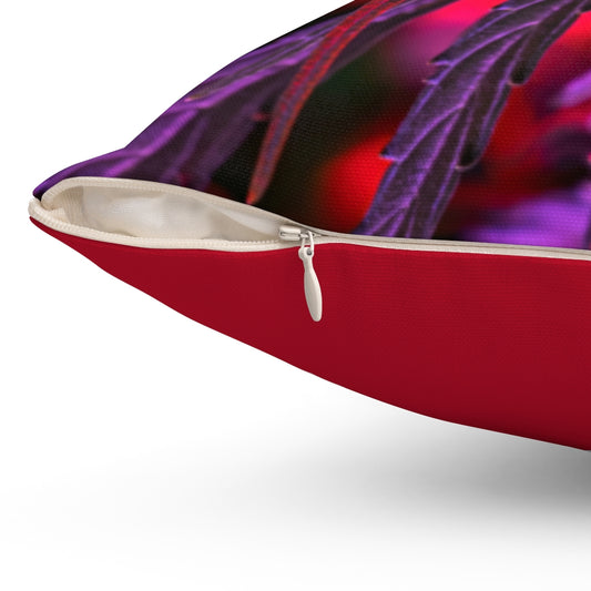 Into The Cannabis Galaxy Polyester Square Pillow-Red