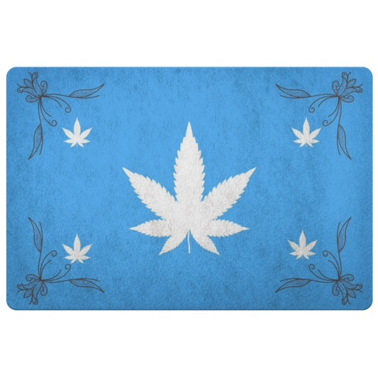 Bellissimo Blue Cannabis Door Mat