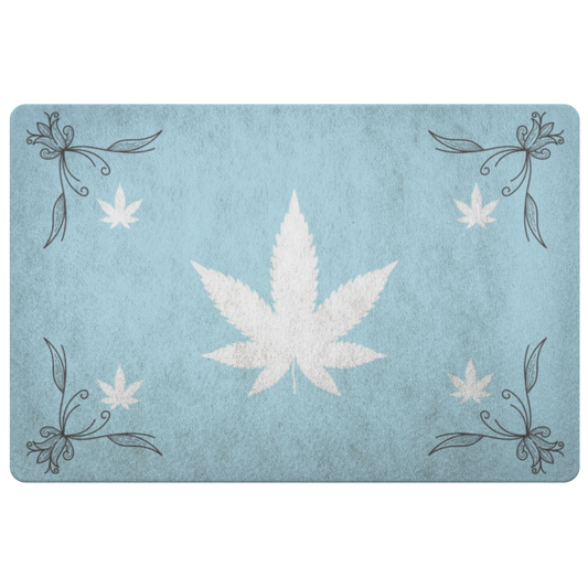 Bellissimo Blue Cannabis Door Mat