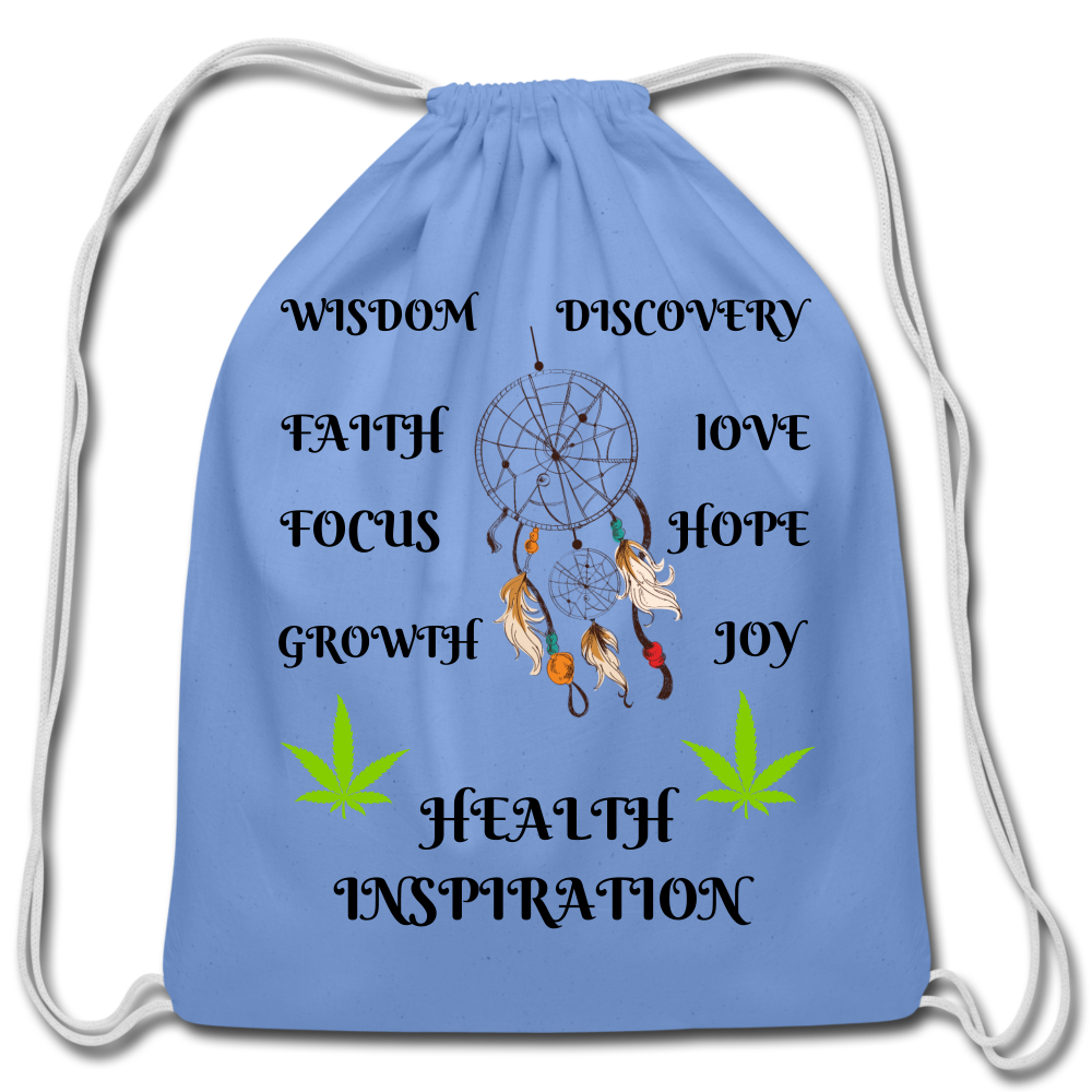Inspiration Cannabis Cotton Drawstring Bag - carolina blue
