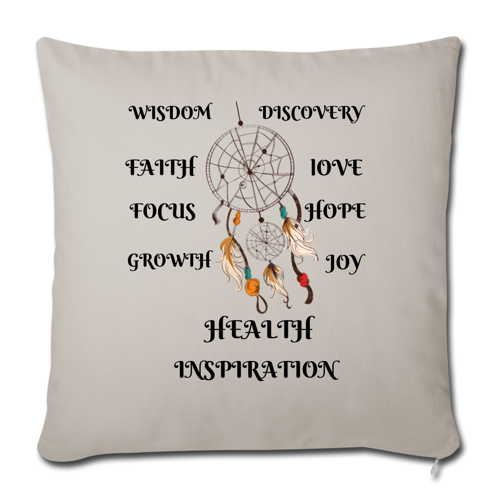 Inspirational Throw Pillow Cover 18” x 18” - light grey