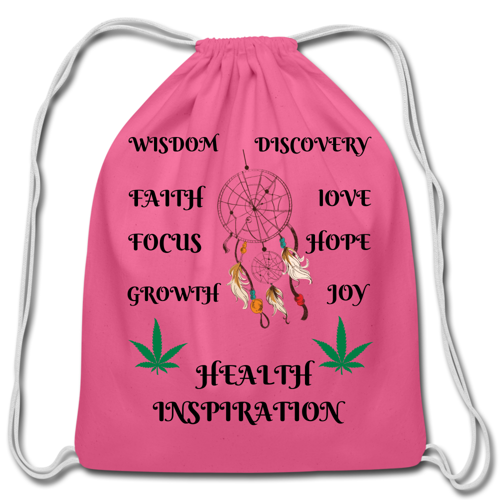 Cannabis Inspiration Cotton Drawstring Bag - pink