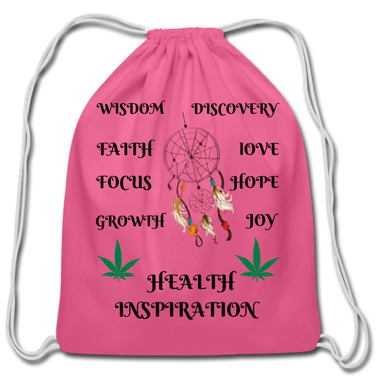 Cannabis Inspiration Cotton Drawstring Bag - pink