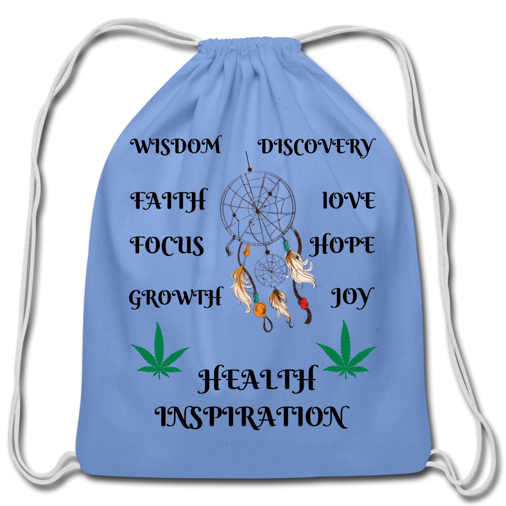 Cannabis Inspiration Cotton Drawstring Bag - carolina blue