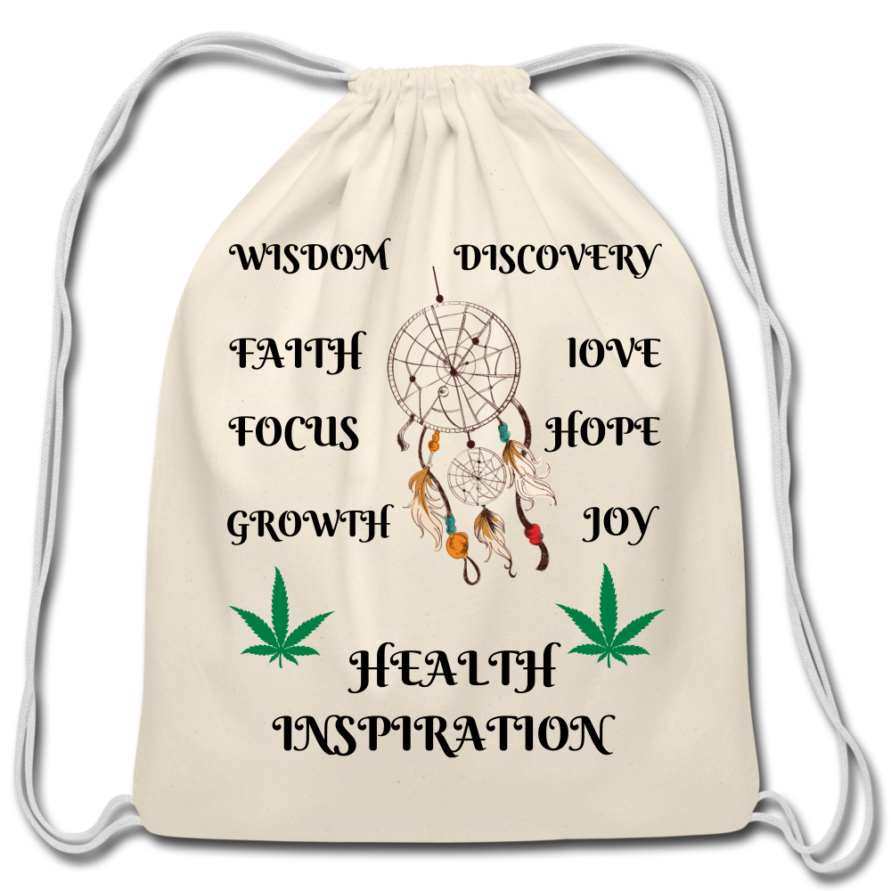 Cannabis Inspiration Cotton Drawstring Bag - natural