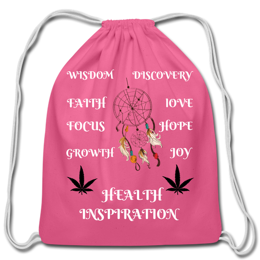 Inspiration Cannabis Cotton Drawstring Bag - pink