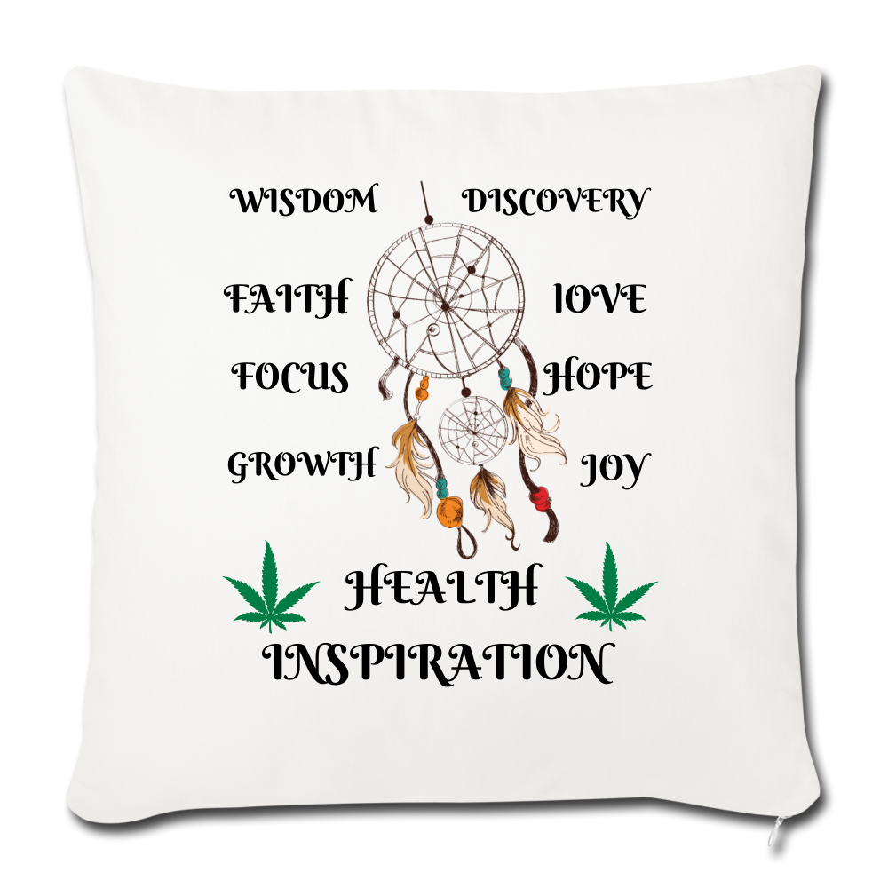 Cannabis Inspiration Cannabis Throw Pillow Cover 18” x 18” - natural white