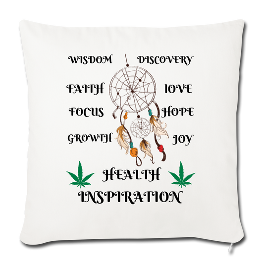 Cannabis Inspiration Cannabis Throw Pillow Cover 18” x 18” - natural white