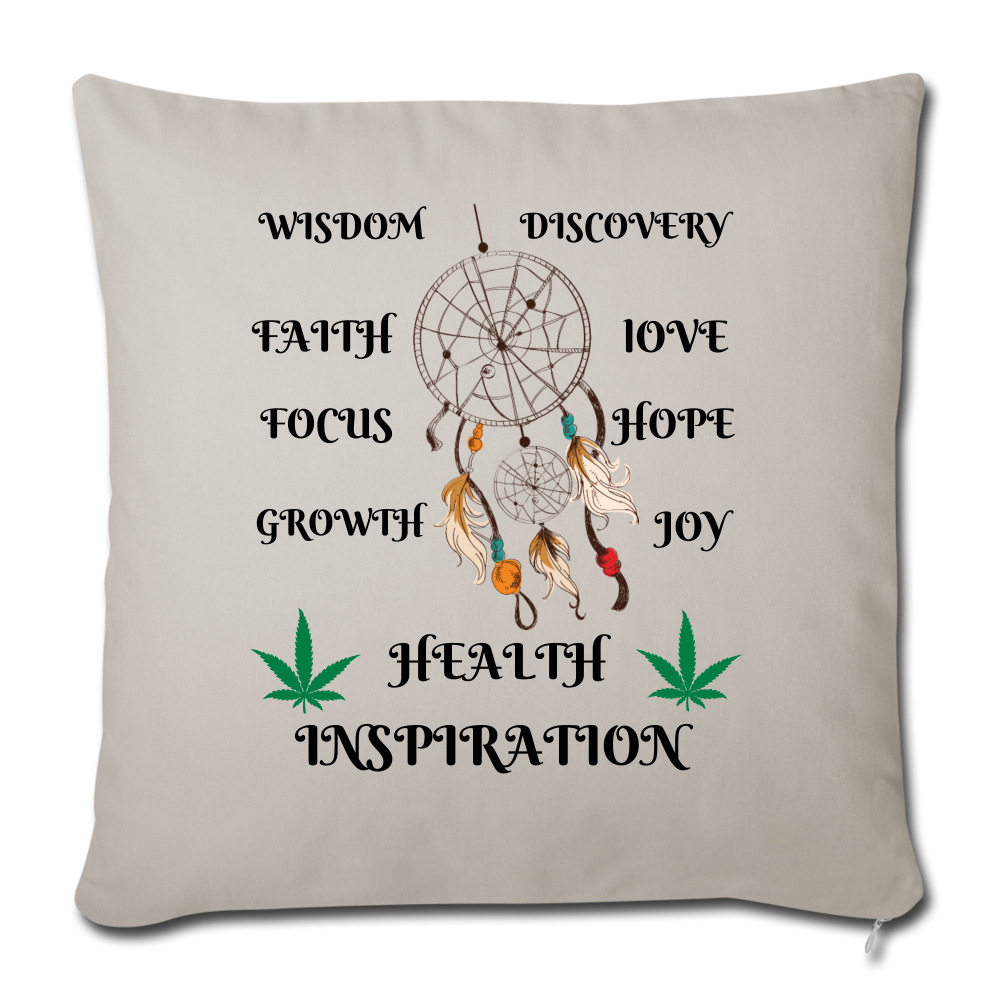 Cannabis Inspiration Cannabis Throw Pillow Cover 18” x 18” - light grey