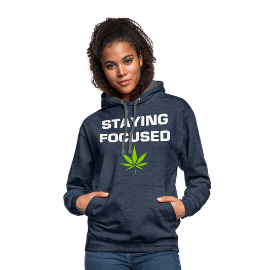 Staying Focused Contrast Hoodie - indigo heather/asphalt