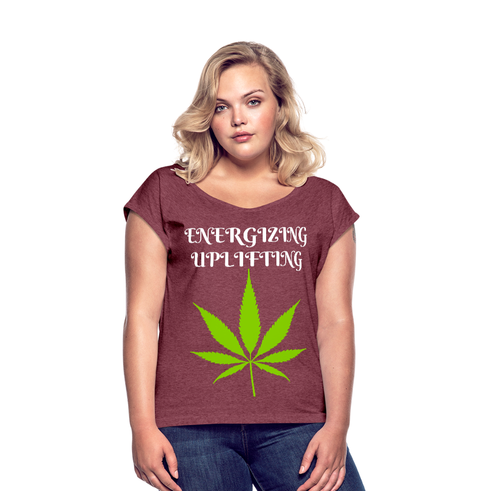 Women's Roll Cuff T-Shirt - heather burgundy