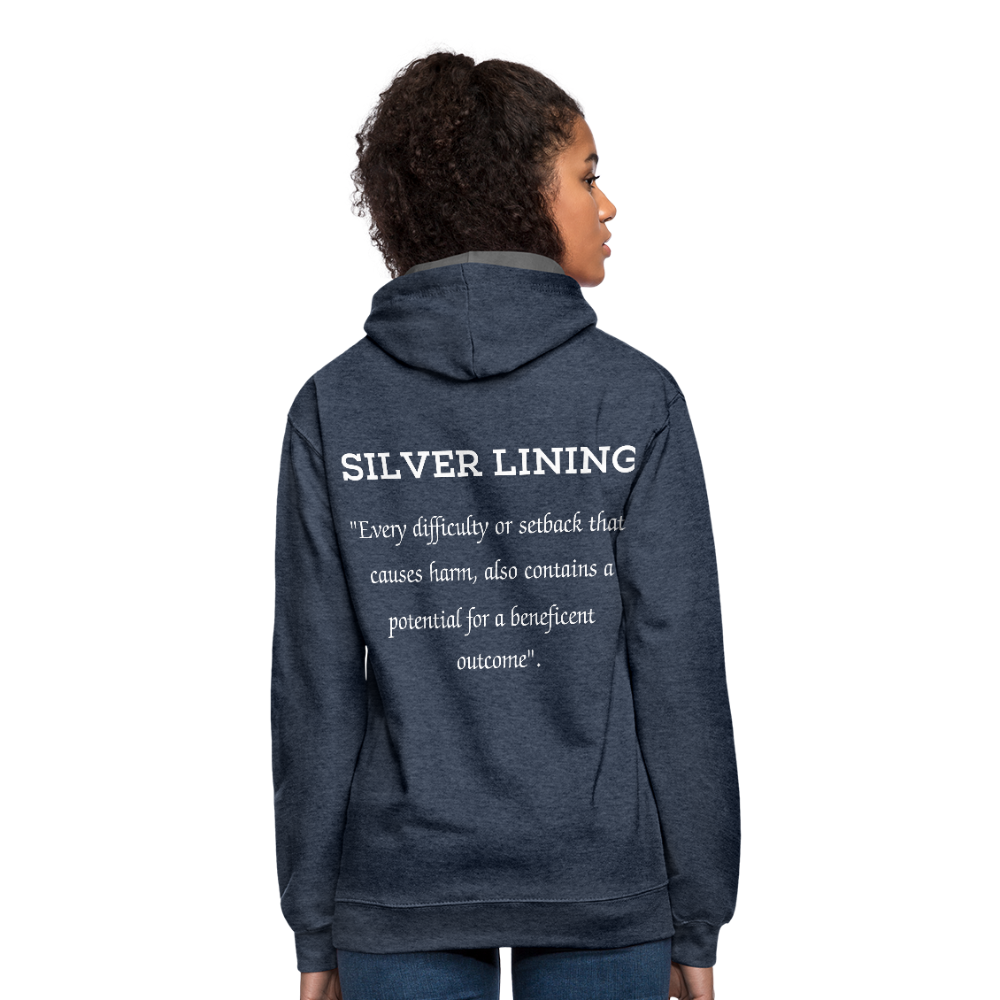 He's My Lining Contrast Hoodie - indigo heather/asphalt
