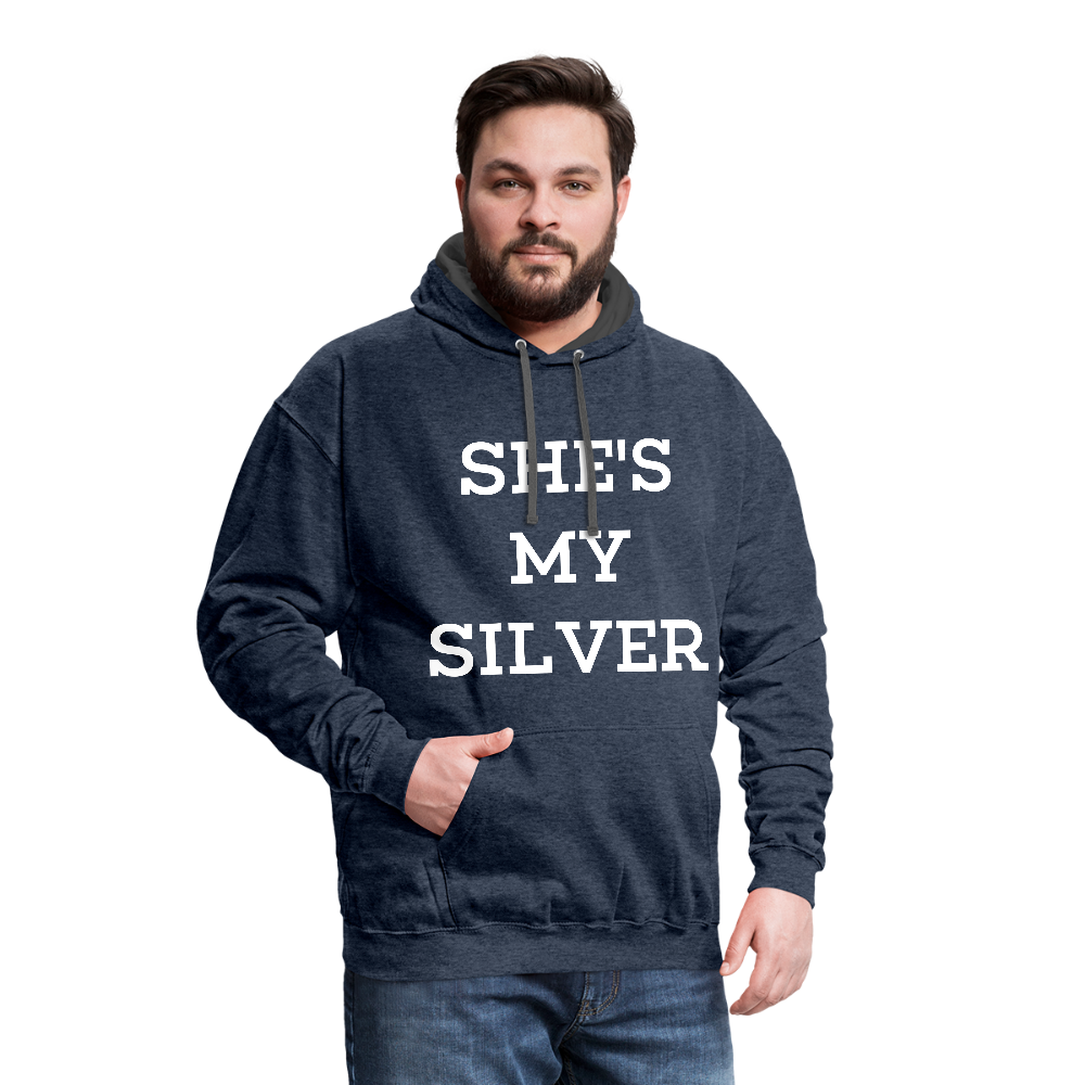 She's My Silver Contrast Hoodie - indigo heather/asphalt