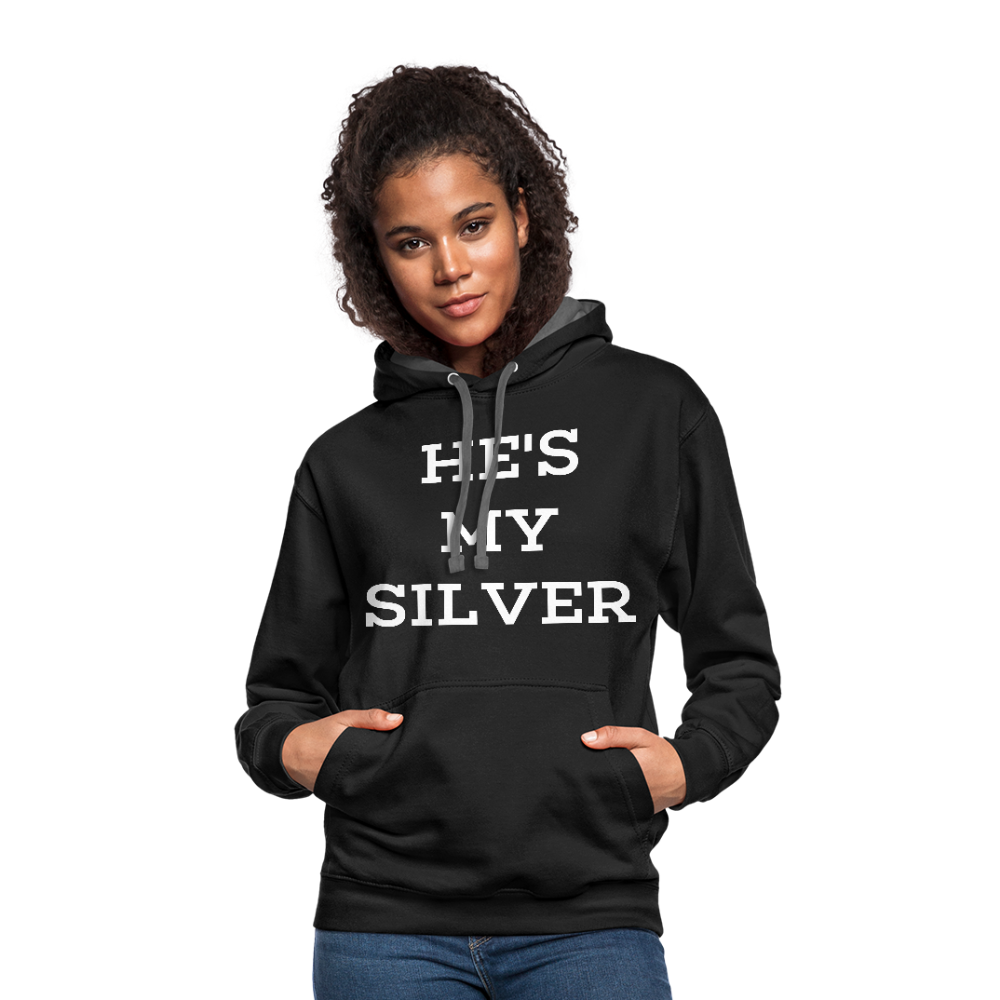 He's My Silver Contrast Hoodie - black/asphalt