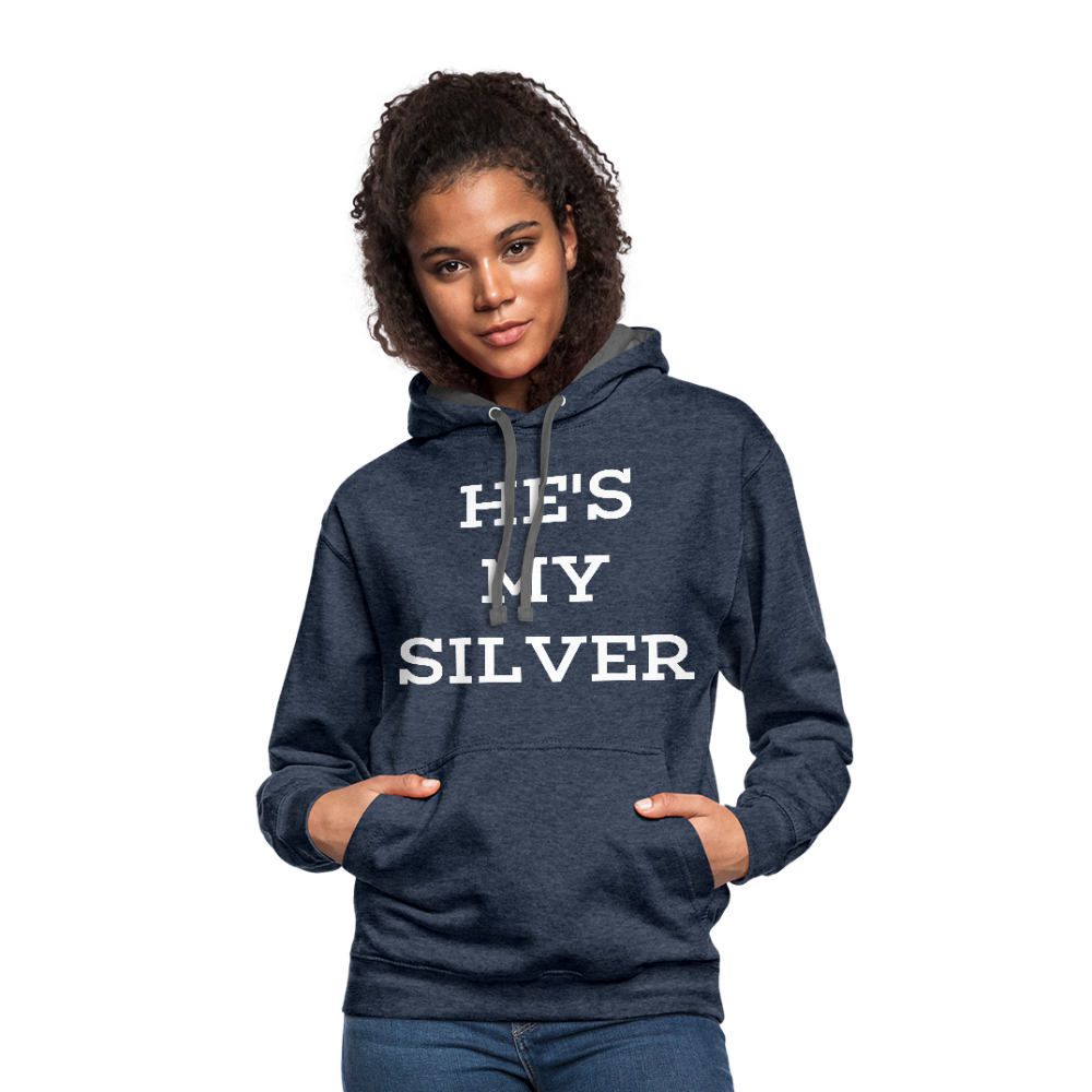 He's My Silver Contrast Hoodie - indigo heather/asphalt