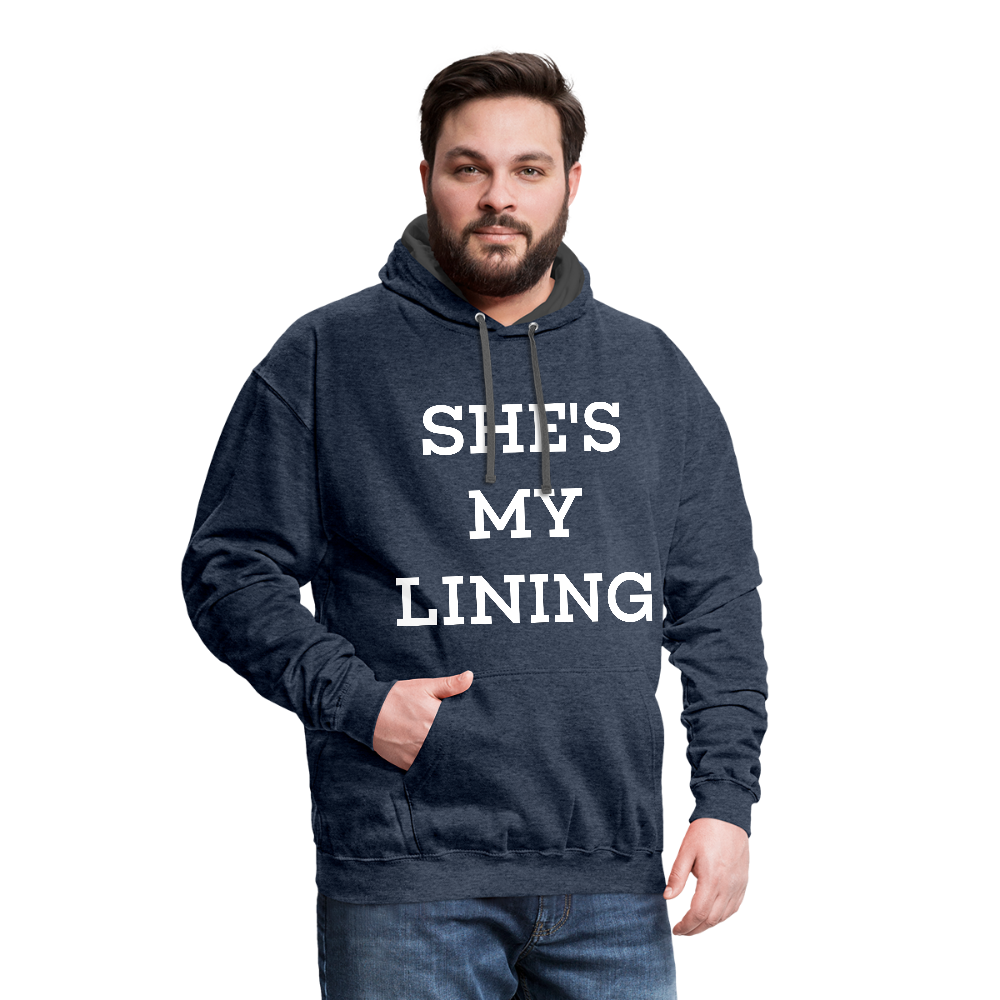 She's My Lining Contrast Hoodie - indigo heather/asphalt