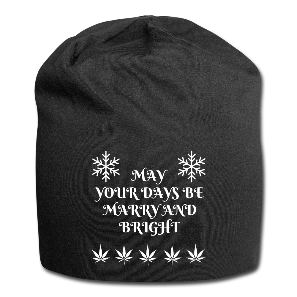 Cannabis Holiday Jersey Beanie - black