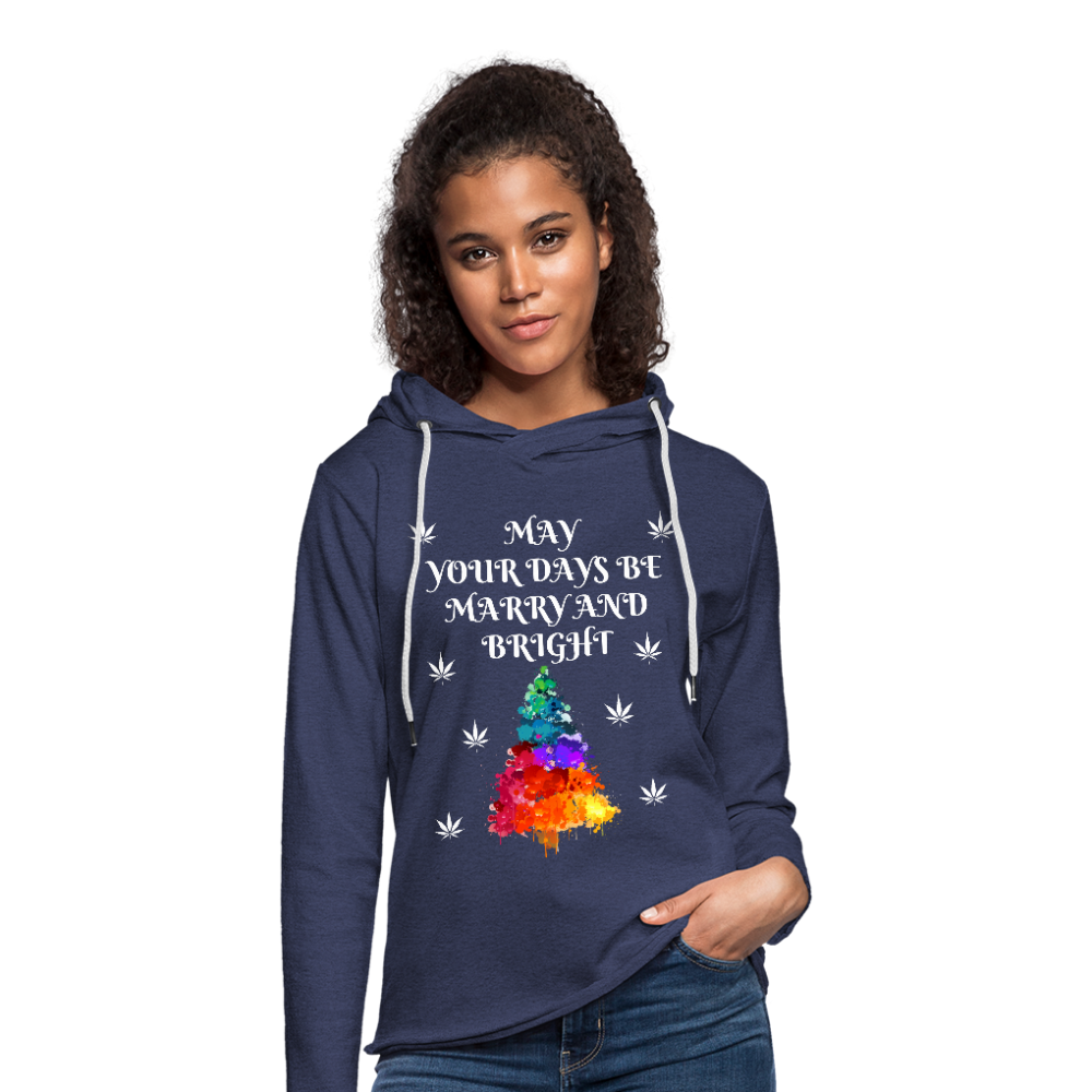 Cannabis Lightweight Terry Hoodie - heather navy