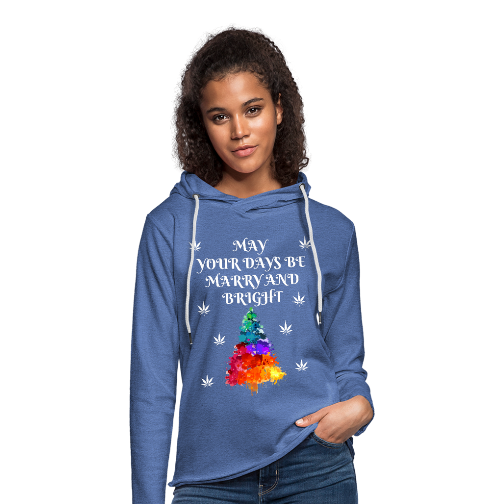 Cannabis Lightweight Terry Hoodie - heather Blue