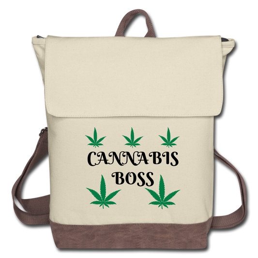 Cannabis Boss Canvas Backpack - ivory/brown