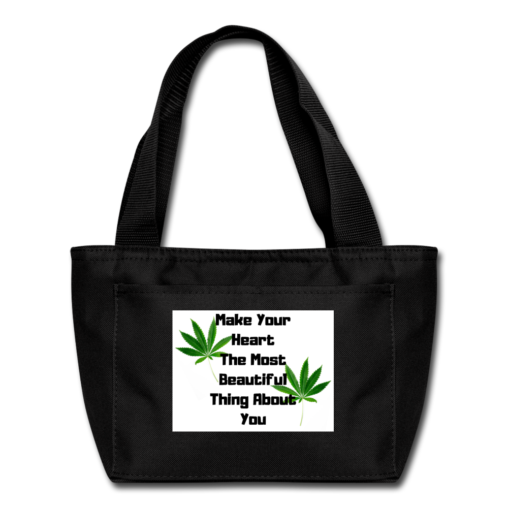 Make Your Heart The Most Beautiful Thing About You Cannabis Lunch Tote. - black