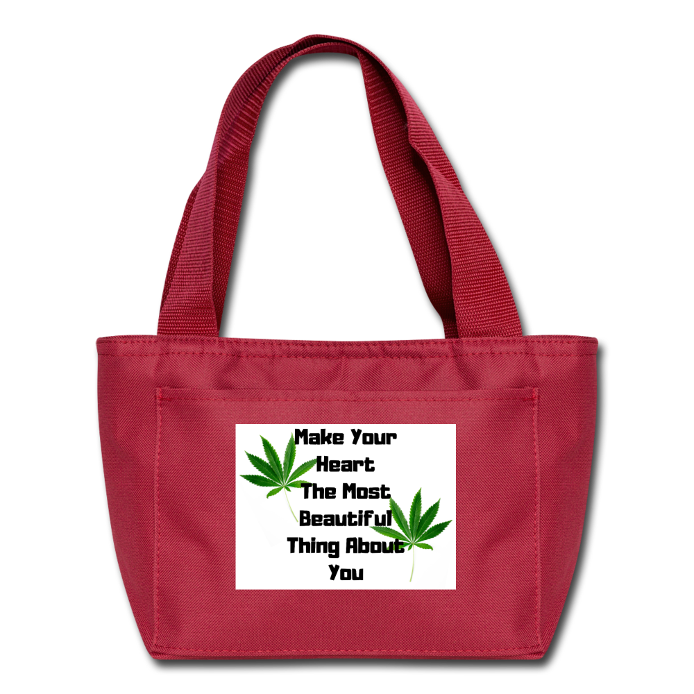 Make Your Heart The Most Beautiful Thing About You Cannabis Lunch Tote. - red